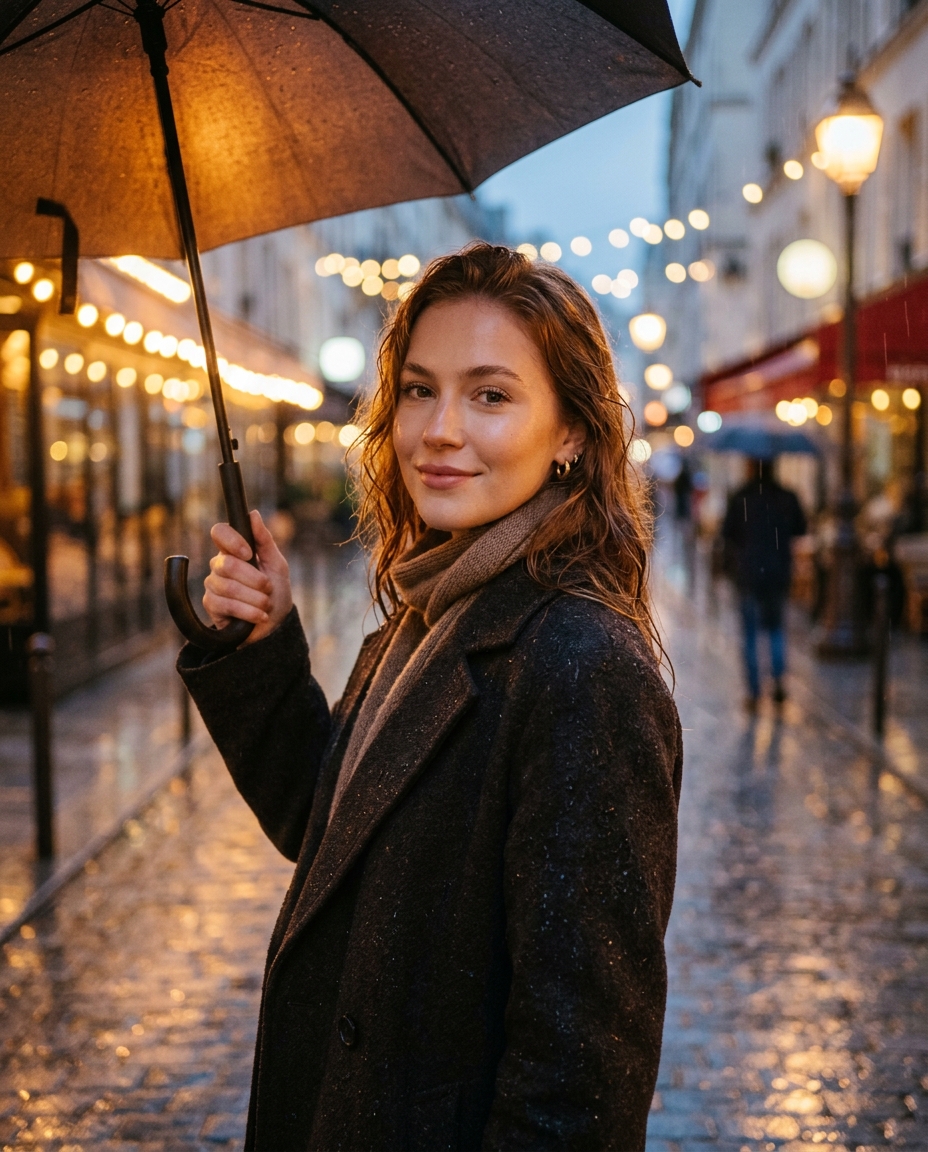 Soft rain glow portrait concept