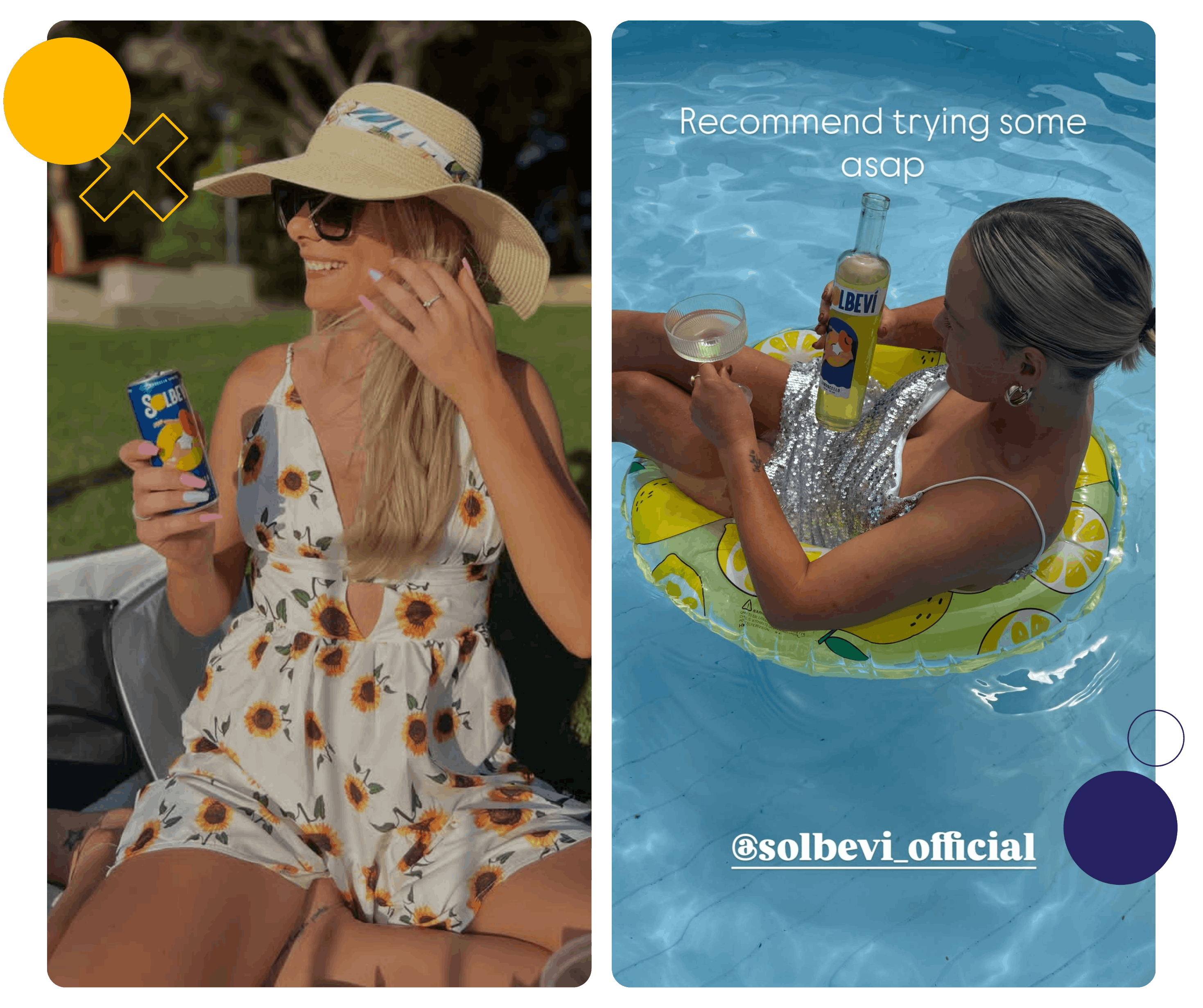 Man sitting by the beach and two women holding hair products