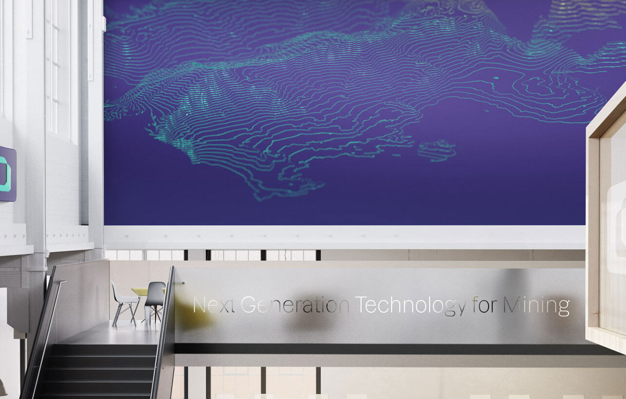 A blue and white photo of a building with stairs