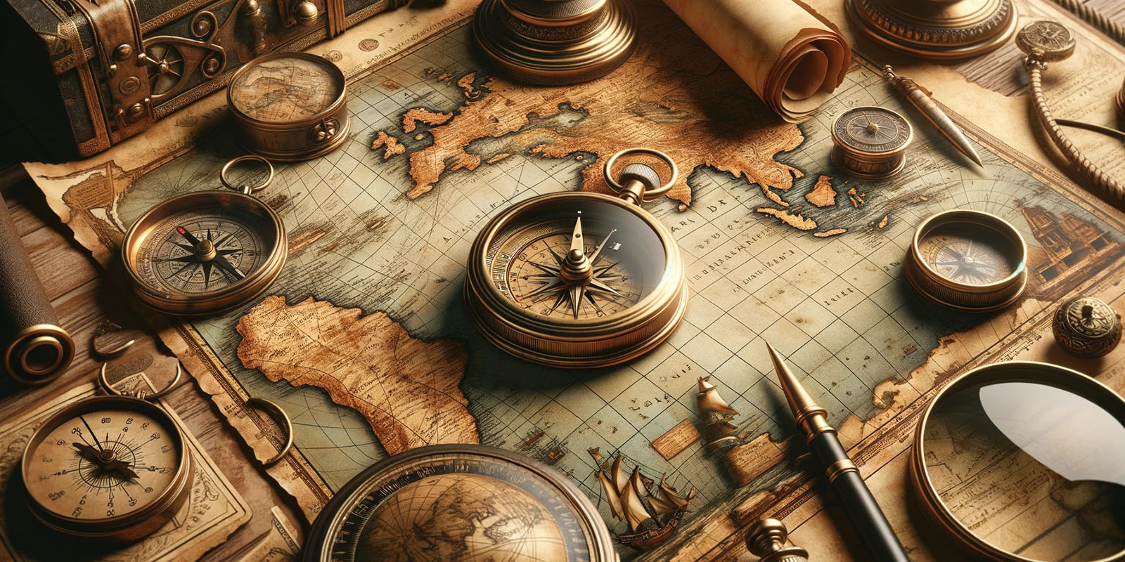 An artistic image of an old-time treasure map