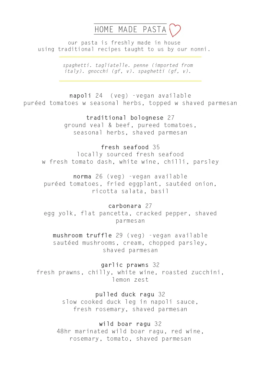 Piccolino Menu
