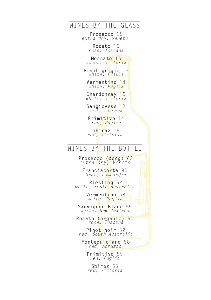 Piccolino Menu