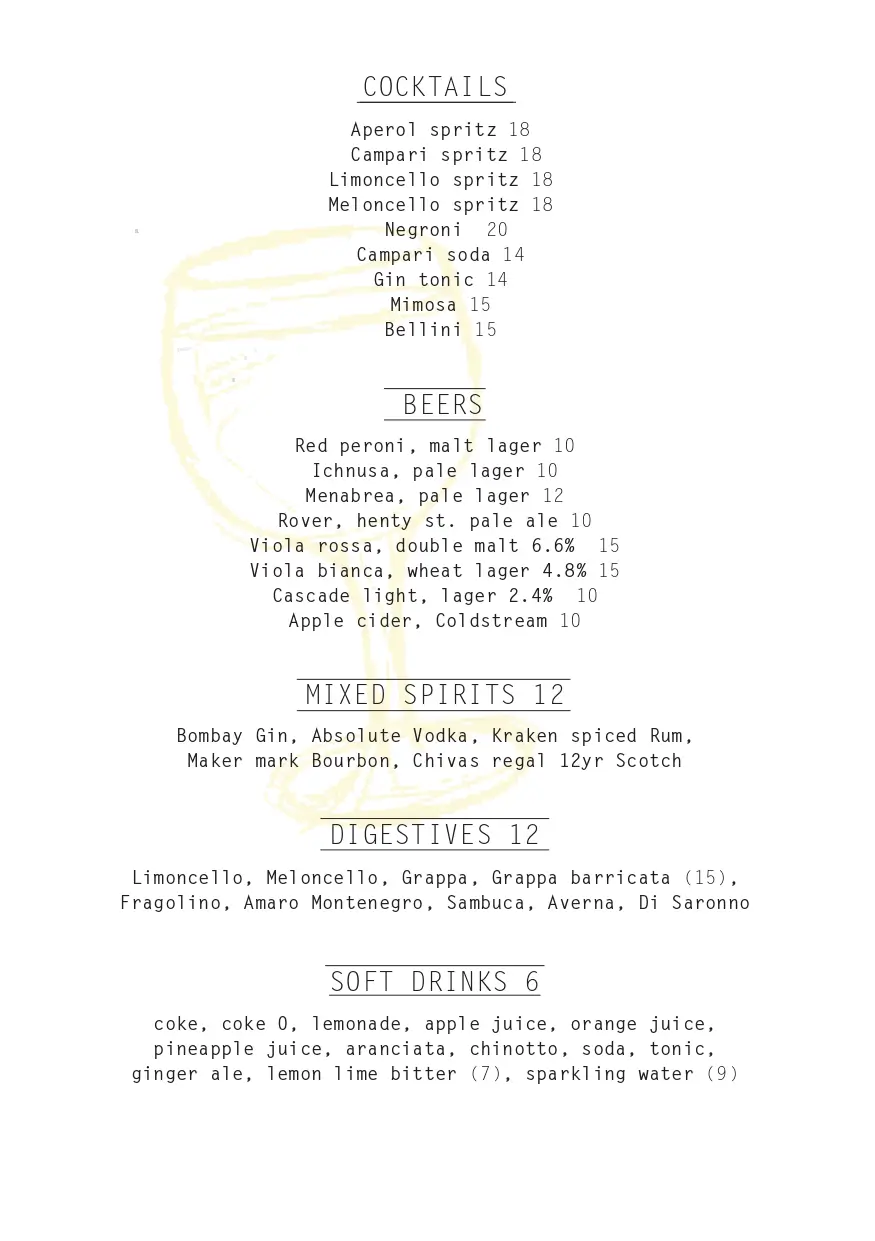 Piccolino Menu