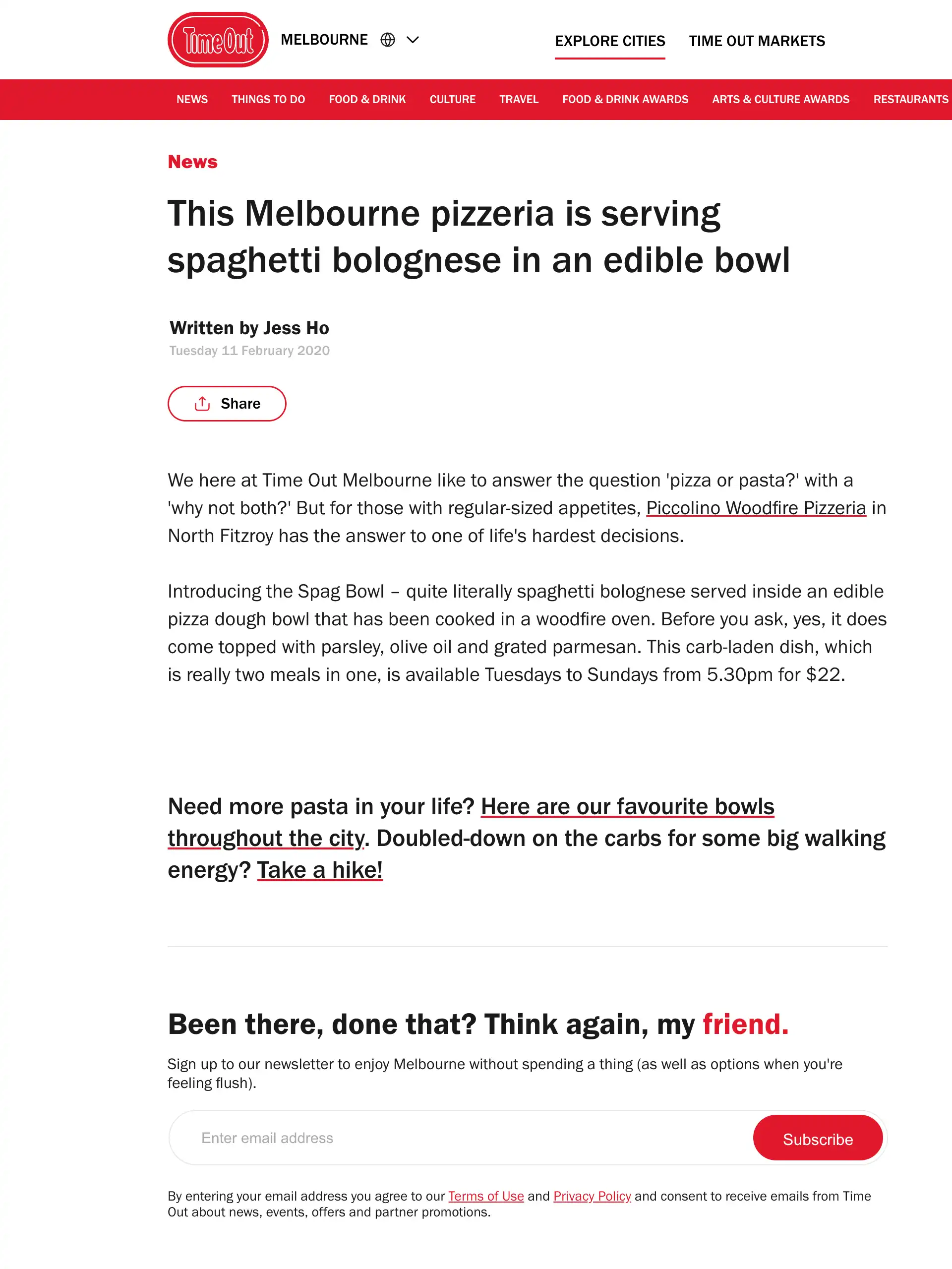 Piccolino Featured in Timeout Melbourne