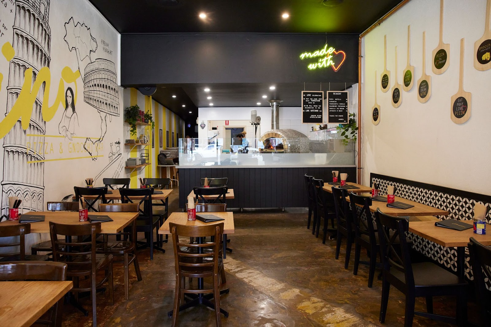 Seating in the Italian restaurant