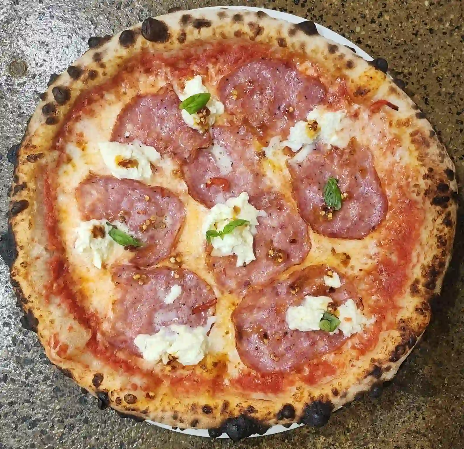 hot honey salame pizza