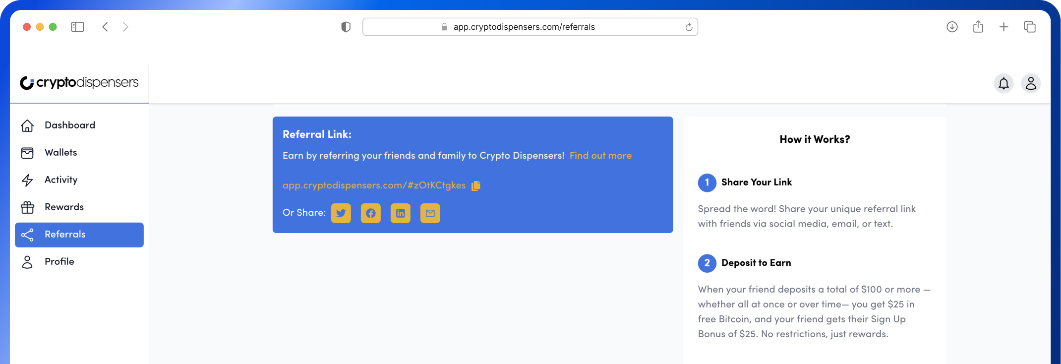 crypto dispenser's dashboard displayed on web and mobile phone