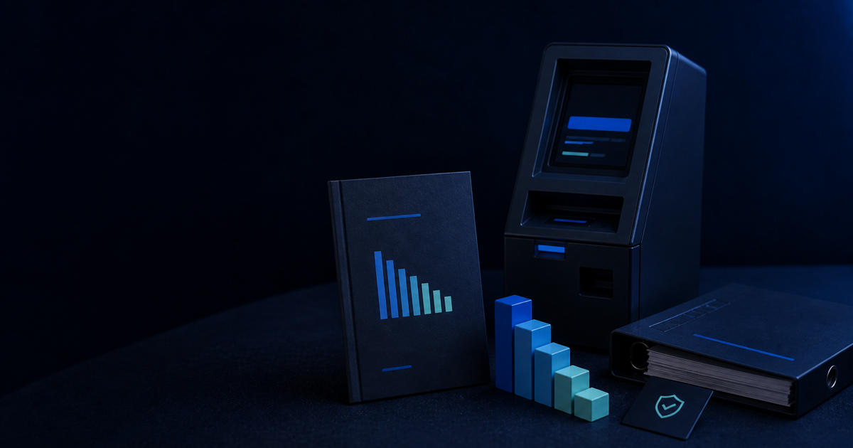 Editorial artwork for an article about Bitcoin Depot and the Bitcoin ATM industry
