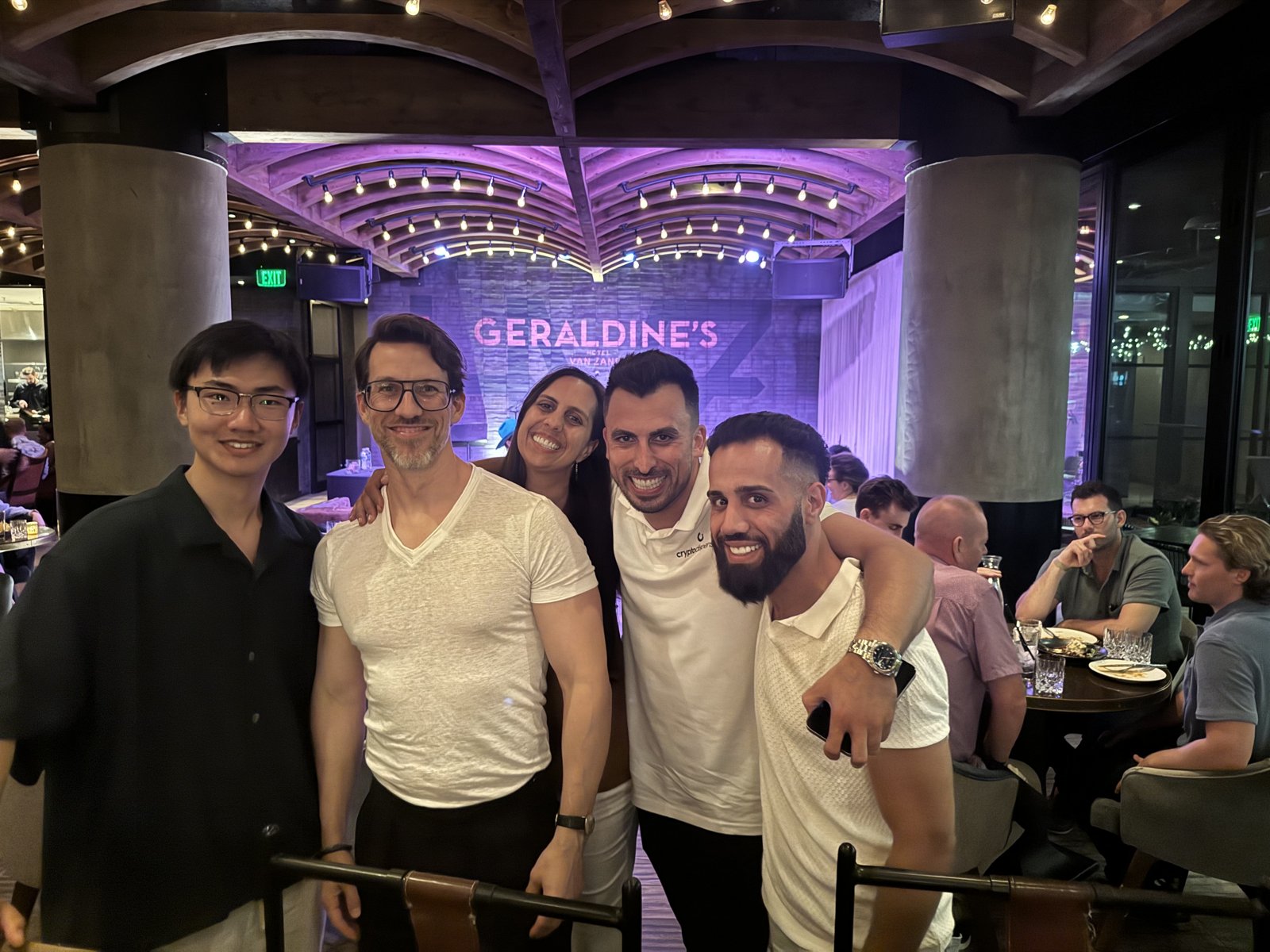 Firas Isa with fellow attendees at an evening gathering during Consensus in May 2024.