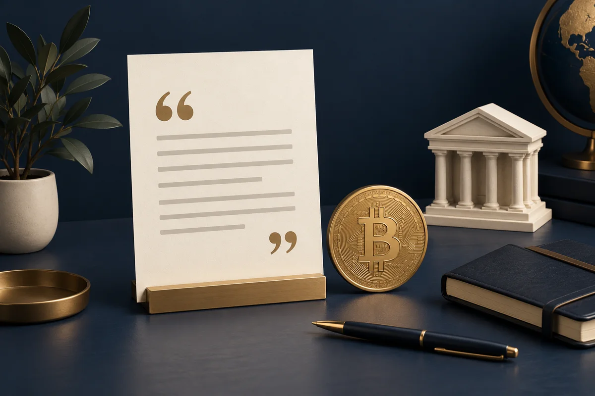 Conceptual illustration of a Bitcoin quote, bank and notebook for planning a larger purchase.