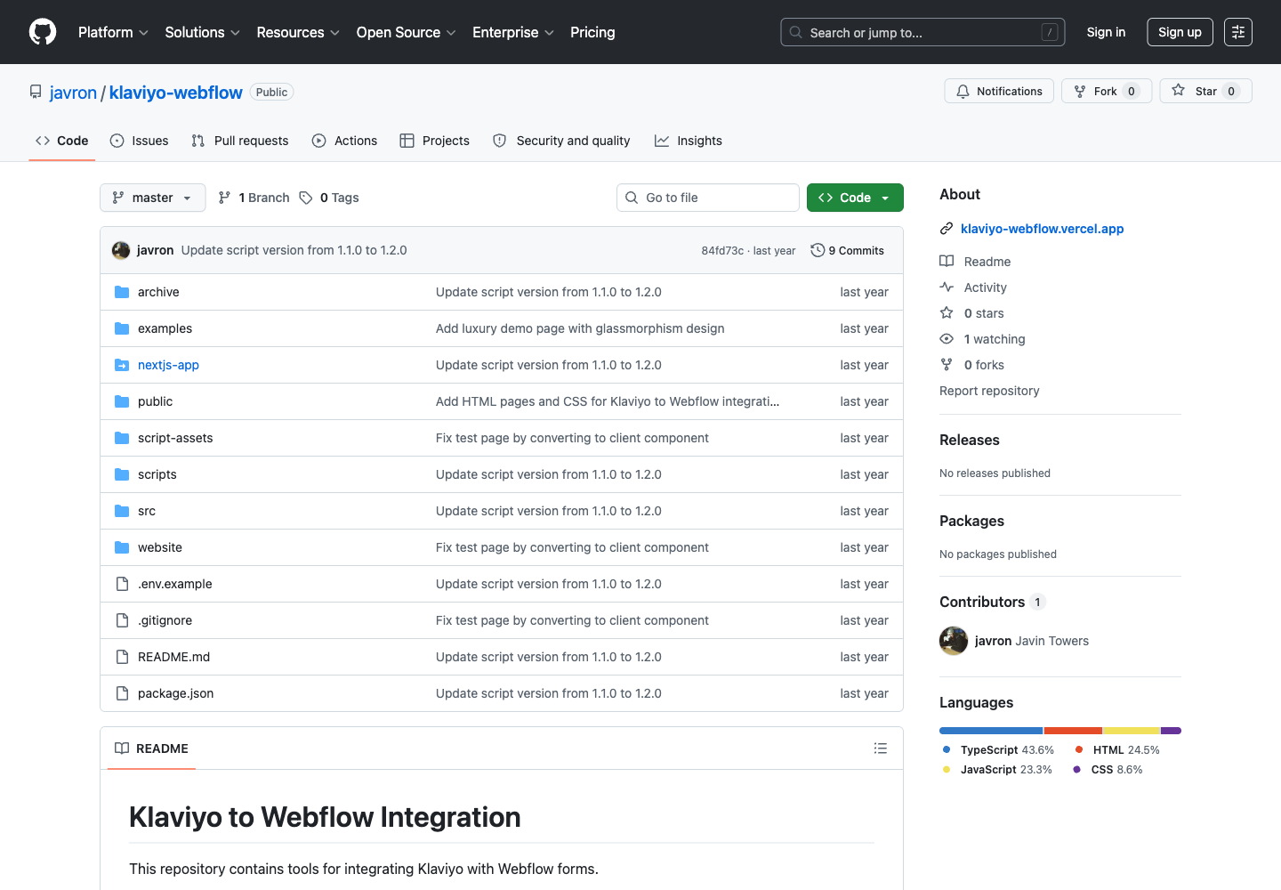 Klaviyo to Webflow