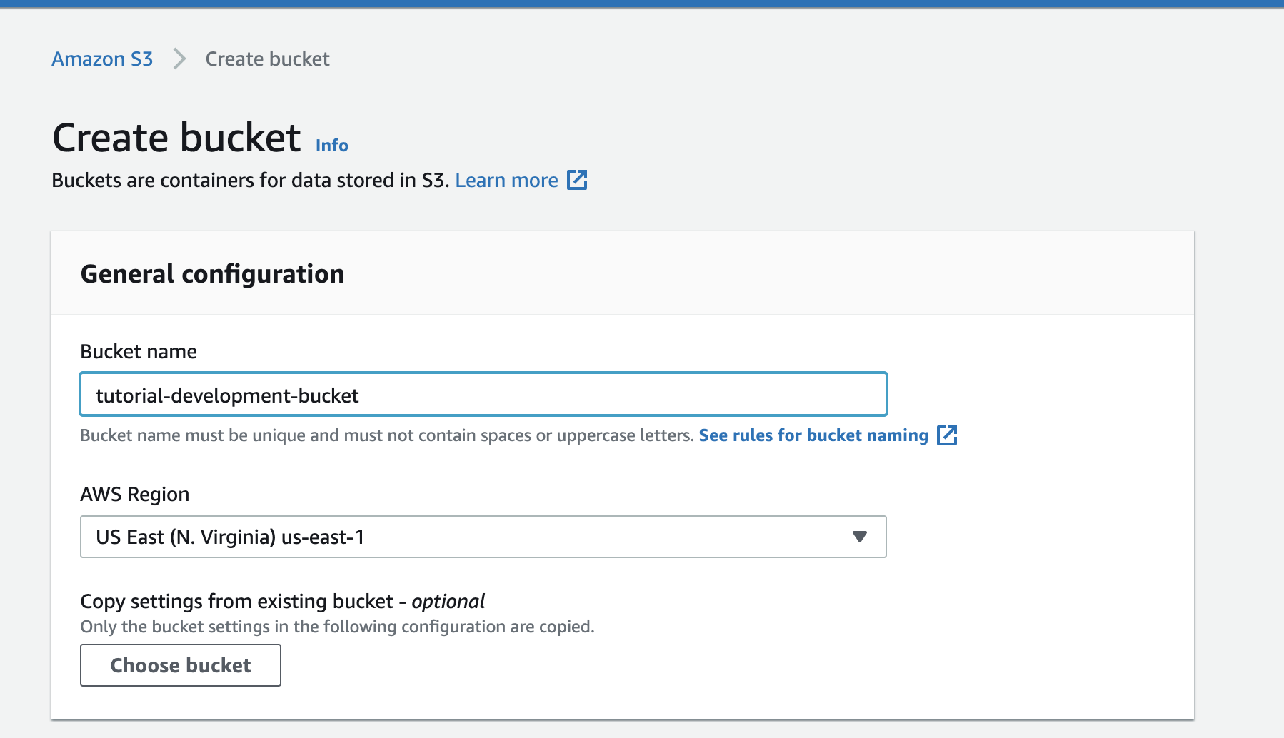 enter AWS bucket name