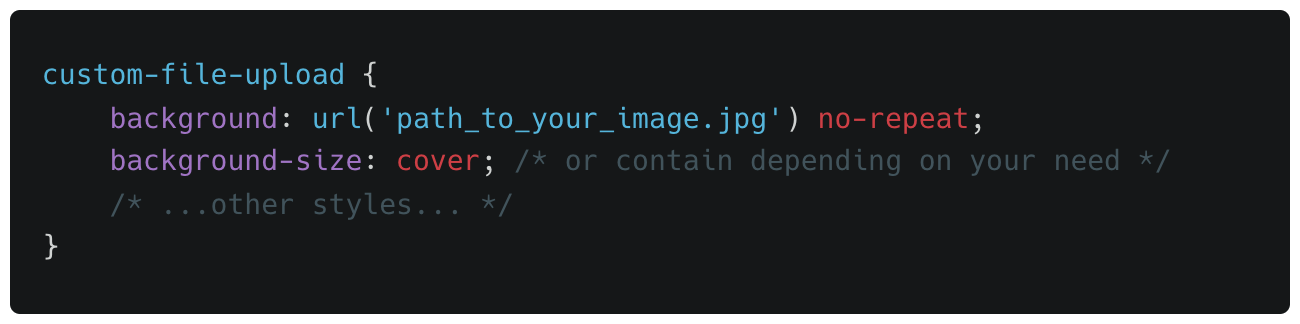 Code to add an image to your file upload button