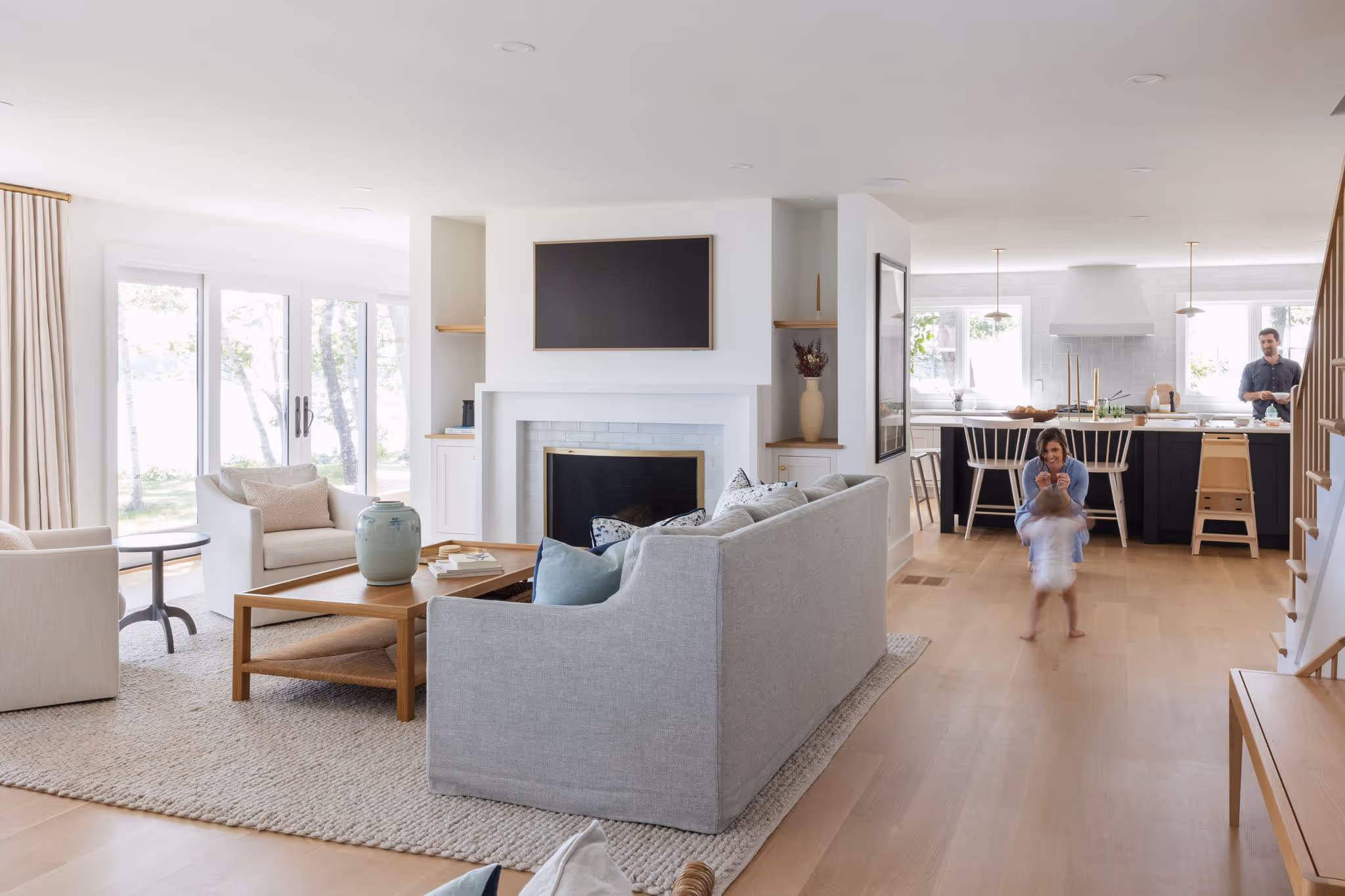 Modern open-concept living room and kitchen with minimalist design