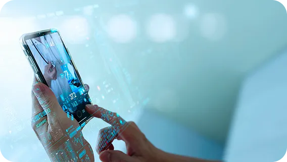 A mobile screen displaying digital patient metrics from a custom medical AI app