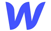 Blue stylized letter W logo.