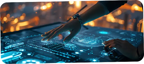 Hands controlling generative AI applications on smart interface