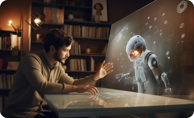 Human collaborating with a generative AI system to create digital content