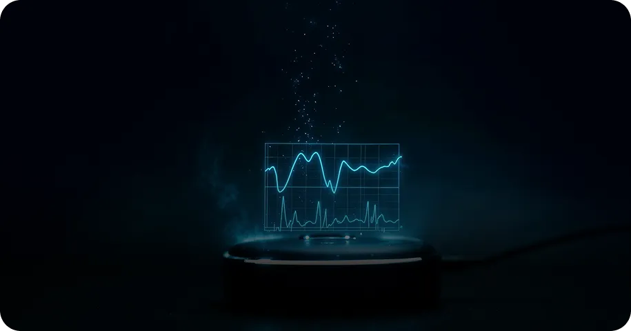 Glowing digital data chart representing machine learning analytics