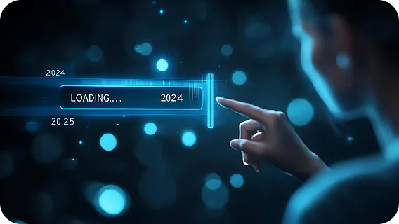 Machine learning development services concept with AI loading interface