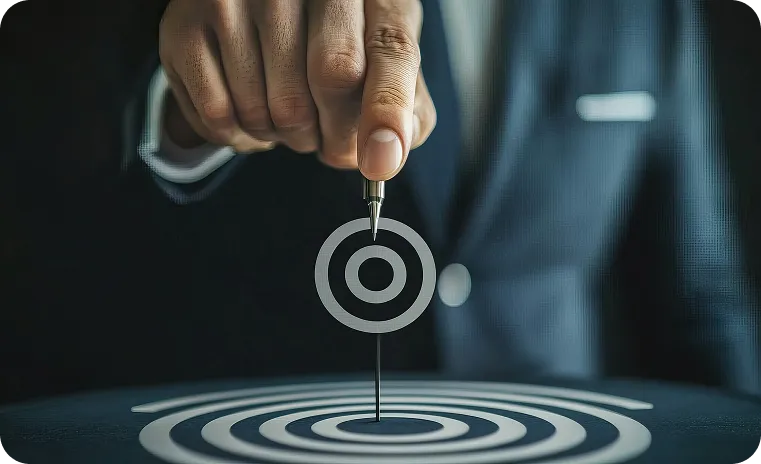 Hand placing pin on target symbol representing legacy system modernization strategy