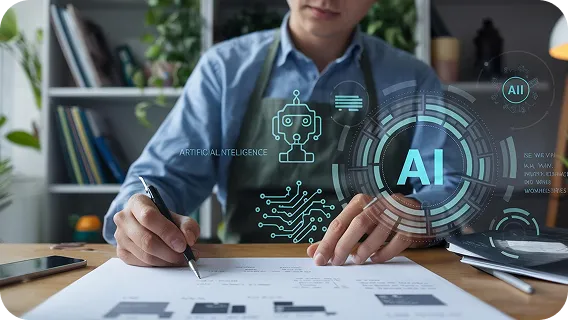 Person working on AI model deployment with ai integration consulting and ai api integration.