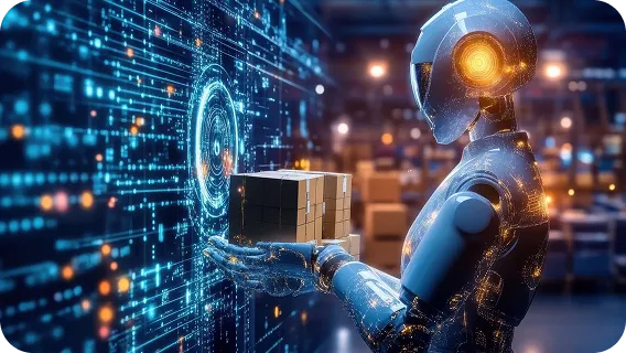 Robot sorting ecommerce packages using computer vision system for warehouse automation