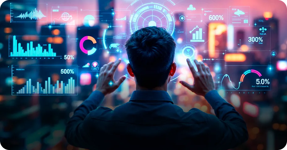 Glowing digital data chart representing machine learning analytics