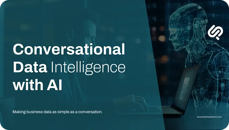 Conversational data intelligence dashboard showing AI data analytics solutions interface
