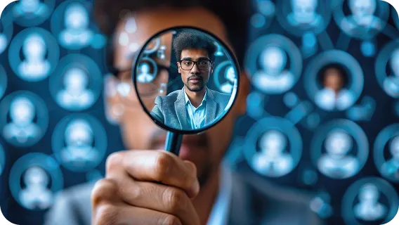 HR manager reviewing candidate profiles using ai data analytics solutions