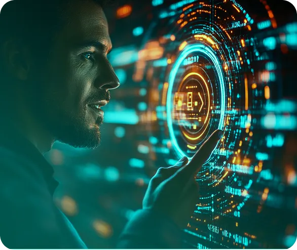 DevOps Services visual showing real-time system insights through advanced digital interfaces