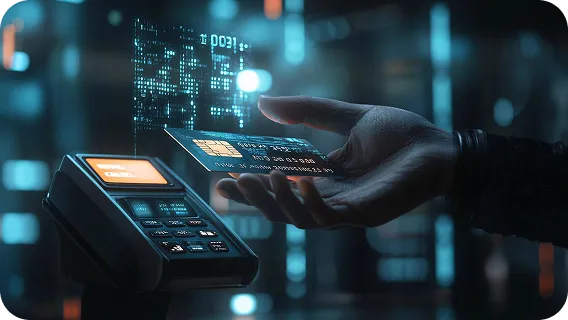 AI-powered banking app on POS device with secure artificial intelligence software