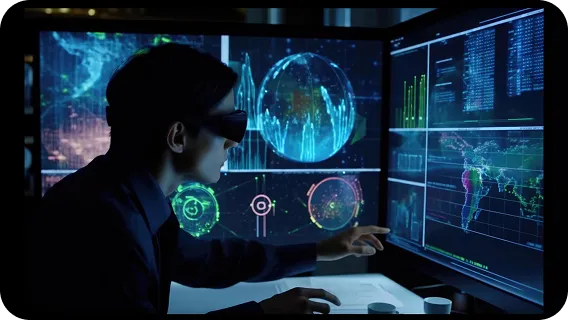 Artificial intelligence for IT operations security monitoring dashboard screen