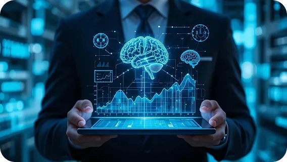 Engineers using ai model for automation to monitor real-time factory analytics