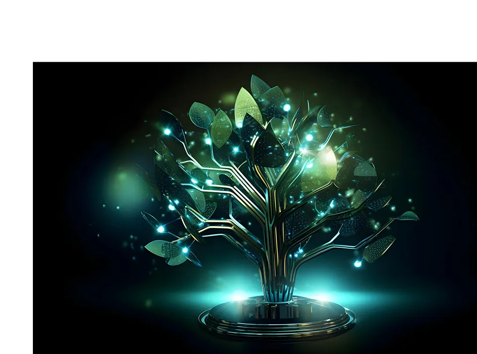 Glowing digital innovation tree with thank you message to ASOCIO and tech community.