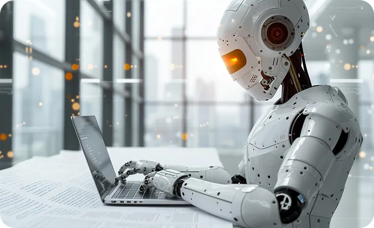 AI agent working on laptop for advanced automation