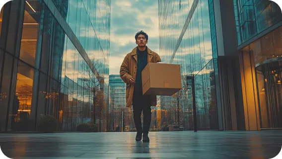 Insurance field agent carrying documents outside office