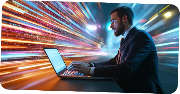 UI UX web design services professional working on a laptop, representing fast and responsive web design performance