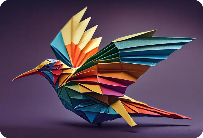 Colorful origami bird representing how prompt design brings structure, clarity, and reliability to AI responses