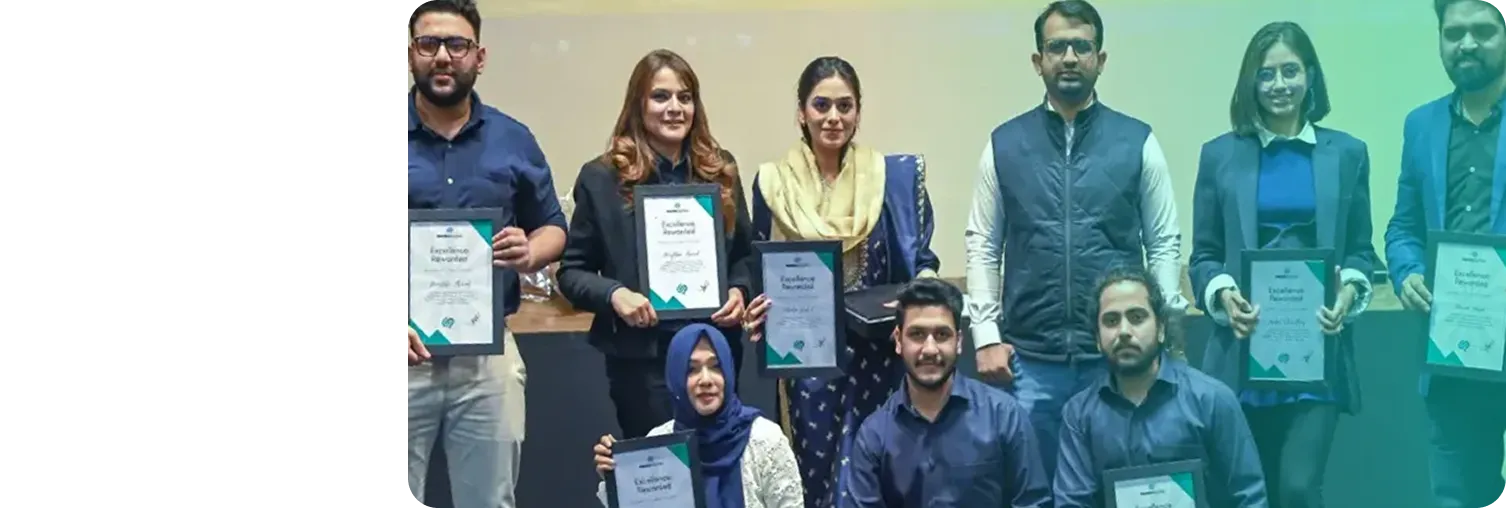 Phaedra Solutions employees holding excellence award certificates