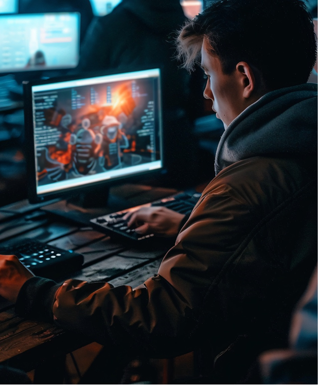 Tech developer analyzing code on screen, depicting SaaS scalability and technical debt solutions