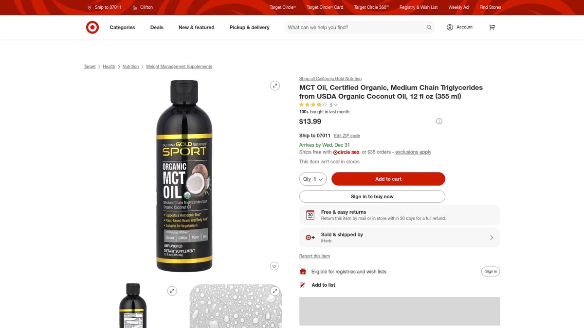 8 Best Weight Loss Supplements to Try in 2026 - MCT Oil (California Gold Nutrition)