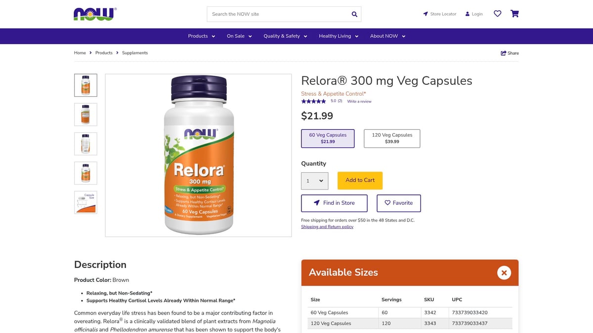 Top 9 Best Cortisol Supplements for Weight Loss in 2026 - Relora by NOW Foods