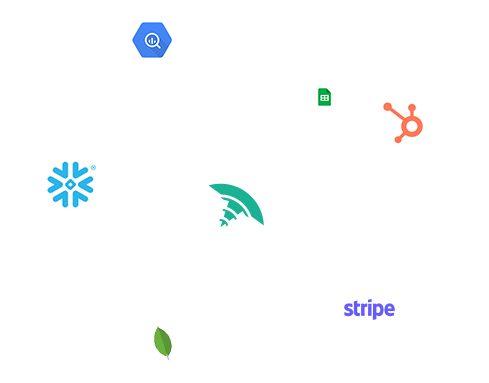 The fullcast icon surrounded by various software logos.