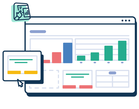 an illustrated version of some fullcast ai dashboards.