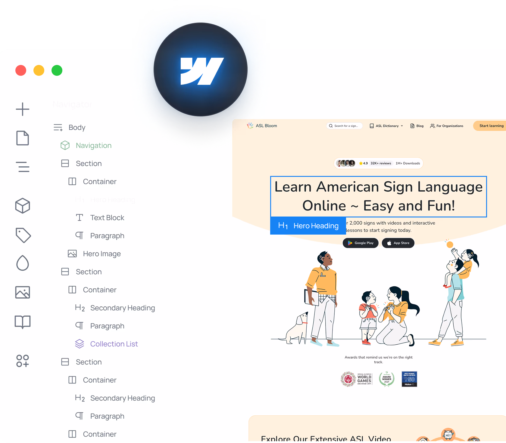 Learn American Sign Language online with diverse family illustration