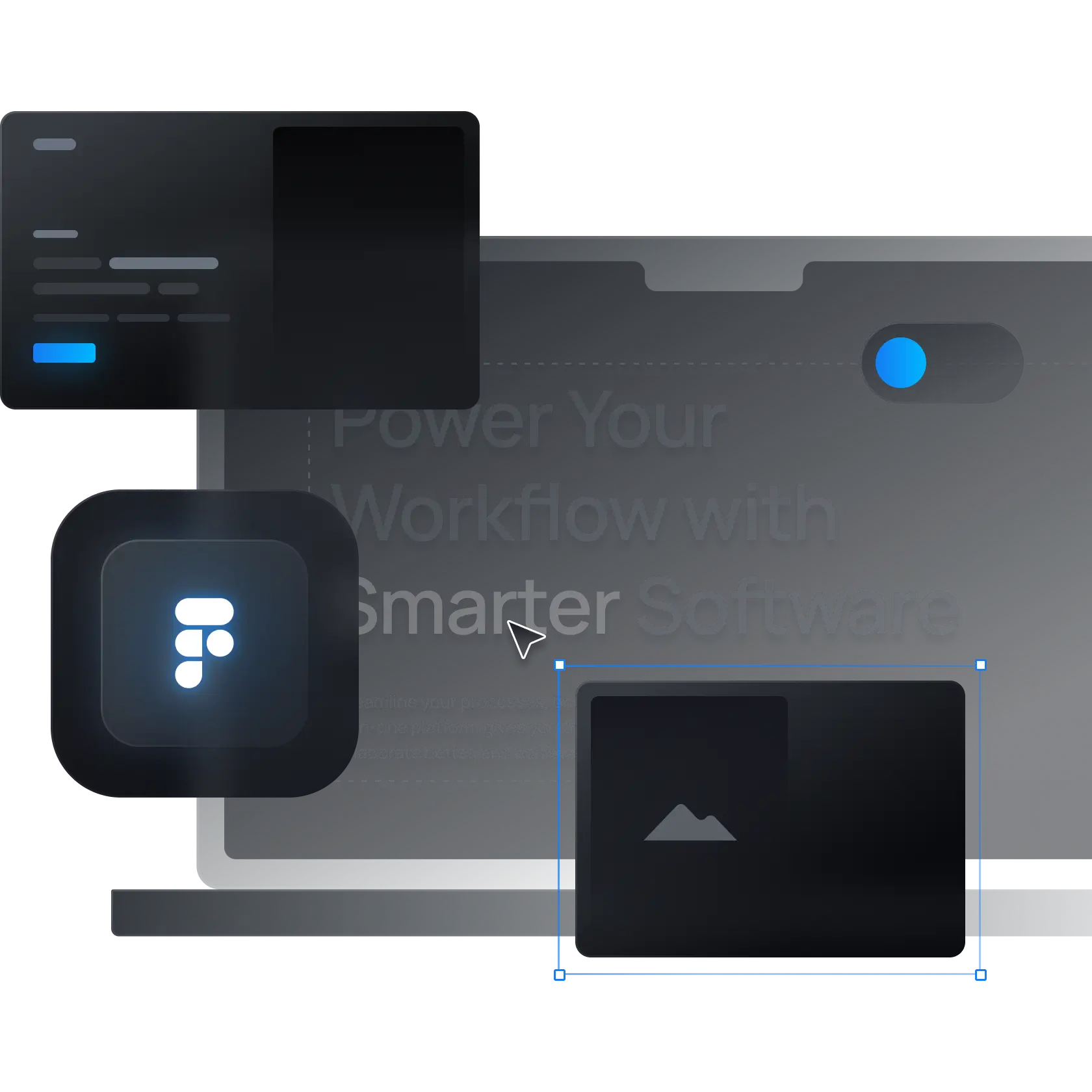 Figma interface showcasing workflow optimization with software screens