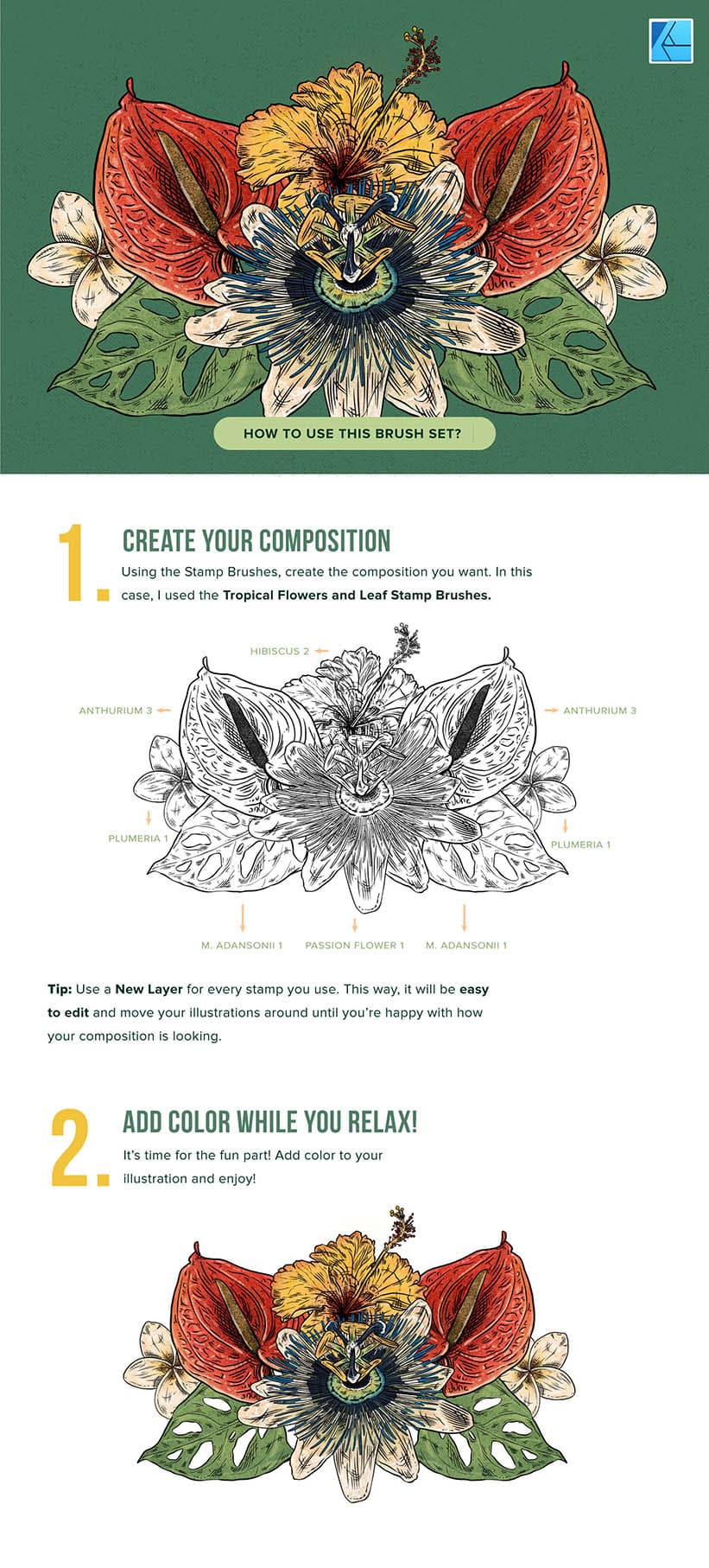 Fastest way to create tropical illustrations in affinity designer