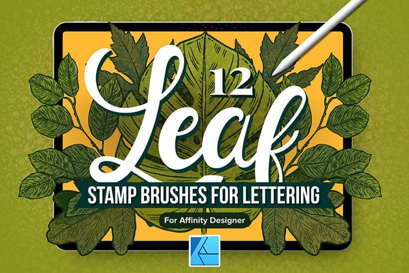 12 Leaf Affinity Designer Brushes for Lettering - Stamp Brushes