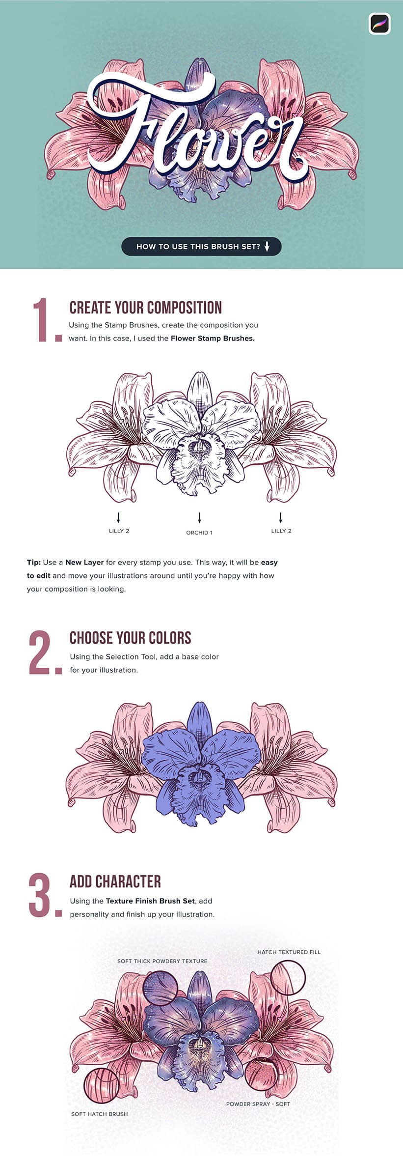 Fastest way to add florals to your illustrations and lettering pieces
